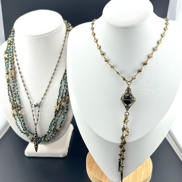 Lot bundle of 3 three Bling Statement Necklaces - Picture 2 of 7